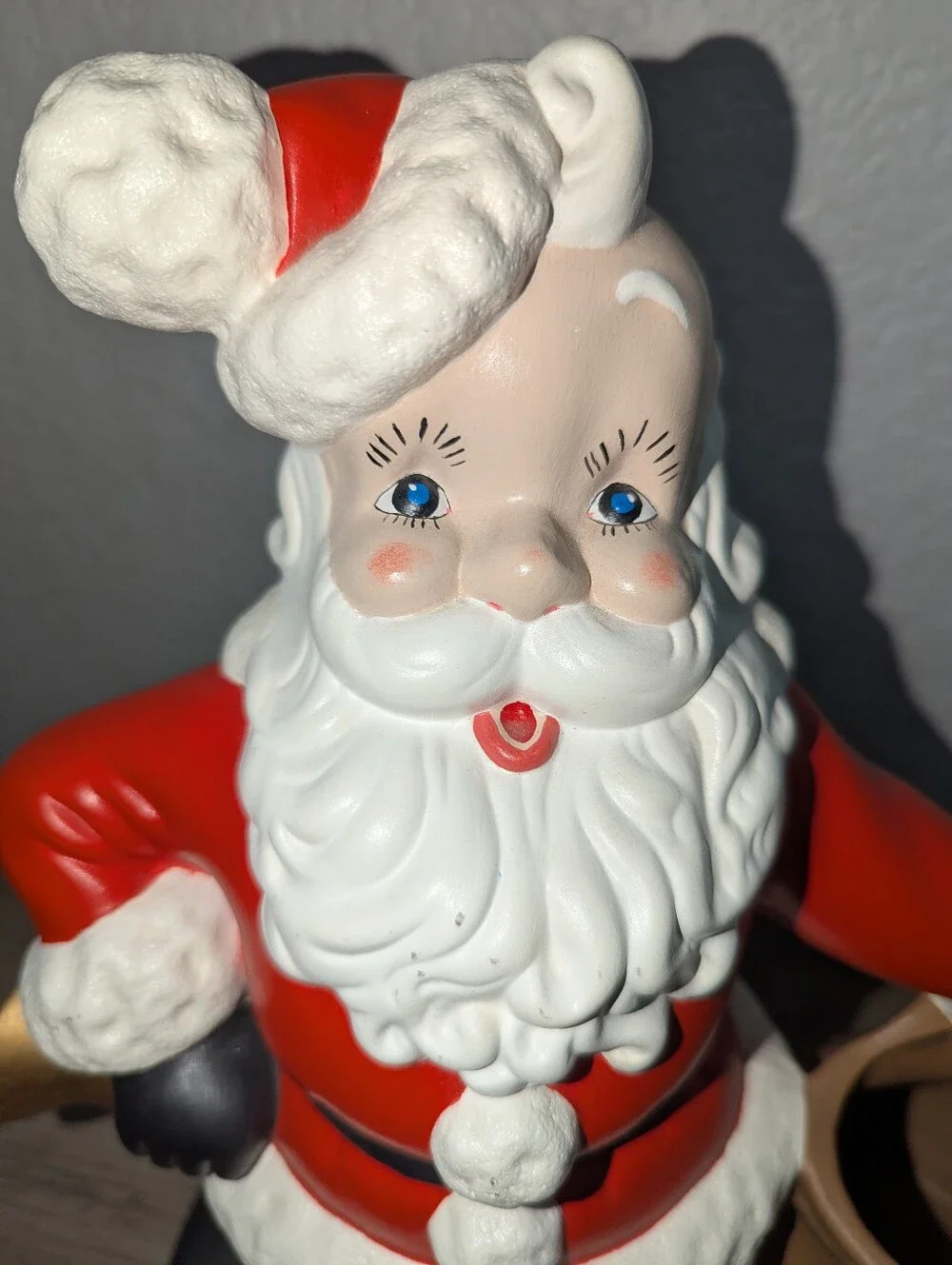 Vintage Ceramic Santa Claus Toy Bag Planter Figurine